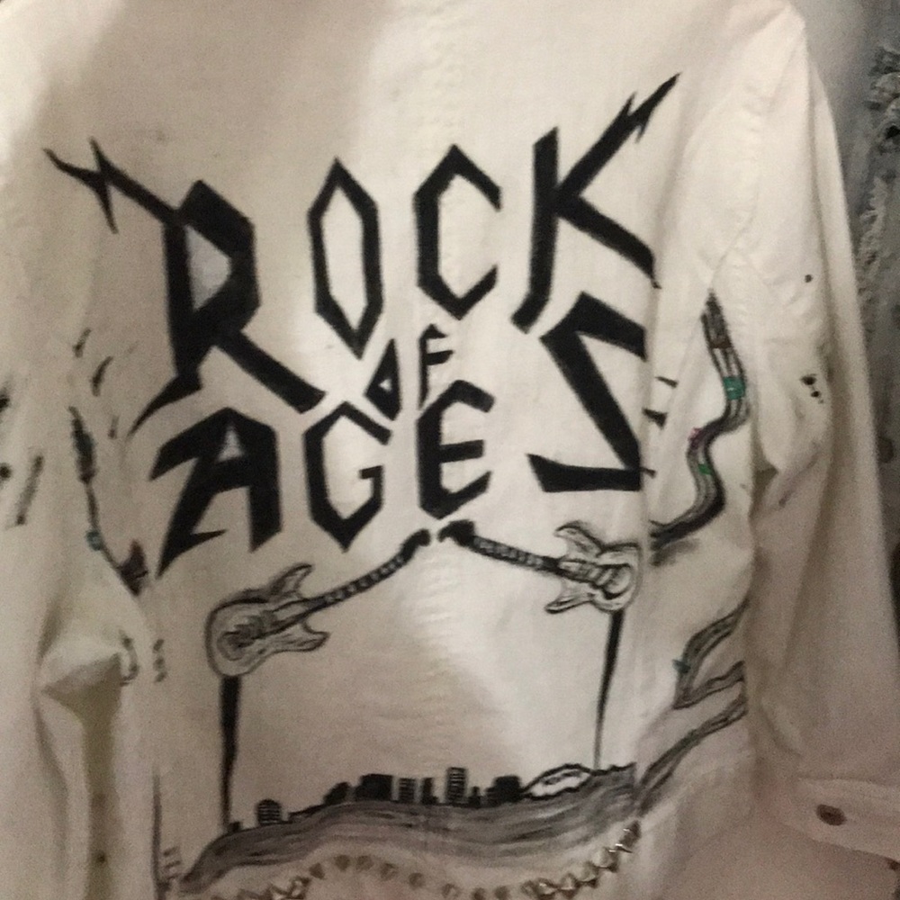 Rock of ages painted jean jacket